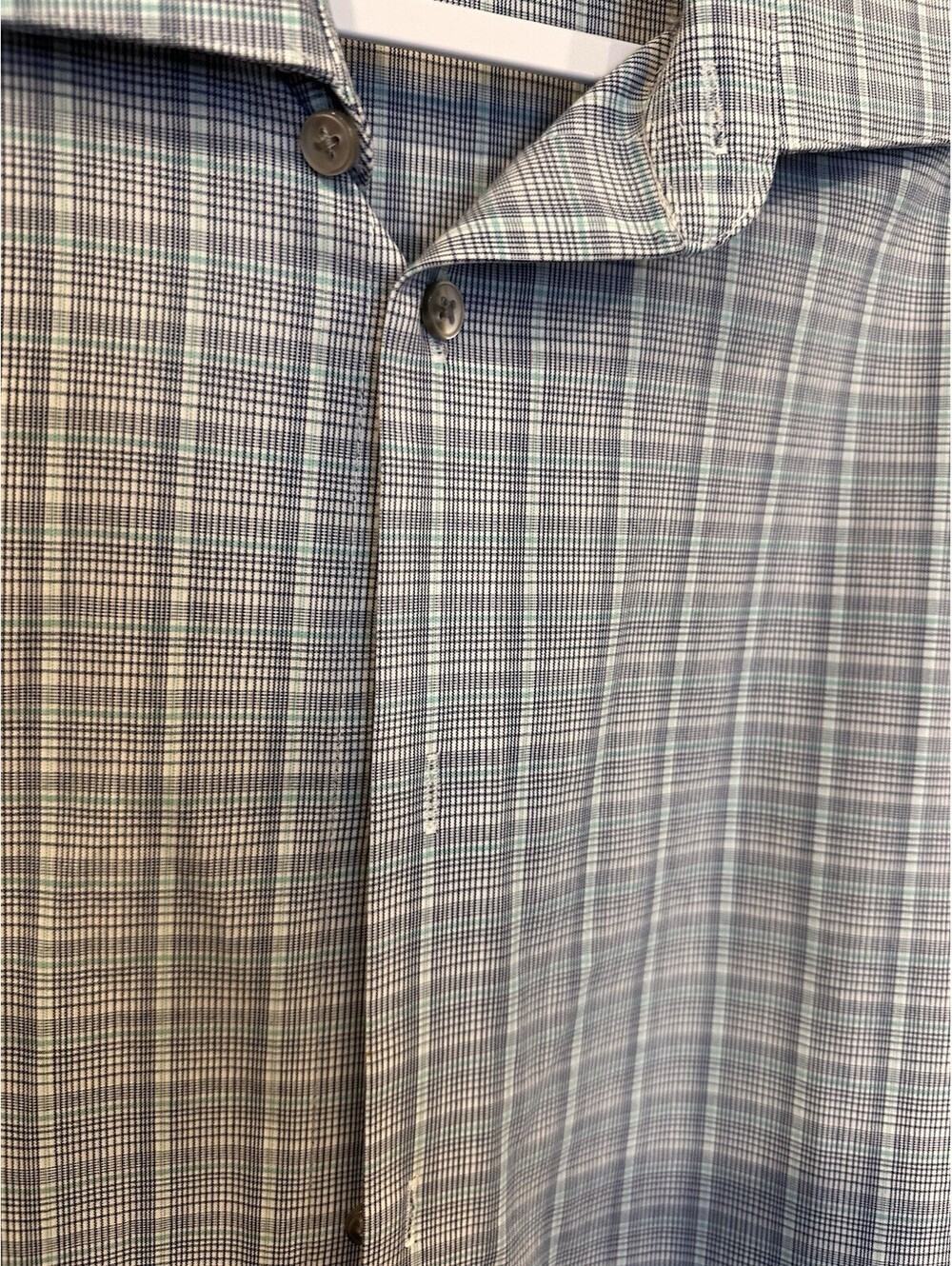 Calvin Klein Slim Fit Stretch Long Sleeve Button Up Shirt, Mens Large Blue Plaid